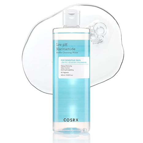 [COSRX] Low pH Niacinamide Micellar Cleansing Water Daily Mild Facial Cleansing Wash for Sensitive Skin, Sebum control, Korean Skin Care (13.52fl.oz/400ml)