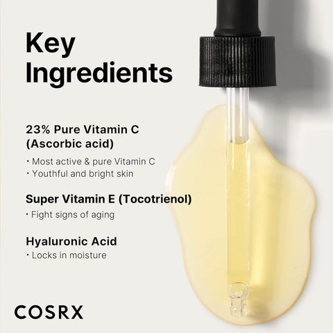 [COSRX] Pure Vitamin C 23% Serum with Vitamin E & Hyaluronic Acid, Brightening & Hydrating Facial Serum for Fine Lines, Uneven Skin Tone & Dull Skin, 0.7oz/20g, Korean Skin Care