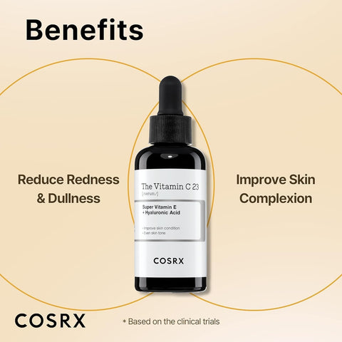 [COSRX] Pure Vitamin C 23% Serum with Vitamin E & Hyaluronic Acid, Brightening & Hydrating Facial Serum for Fine Lines, Uneven Skin Tone & Dull Skin, 0.7oz/20g, Korean Skin Care