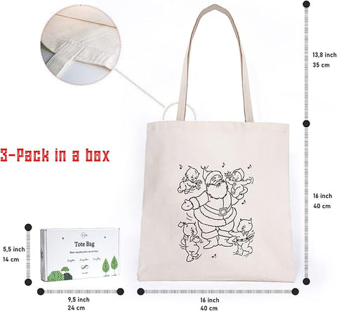 [EGR] 3 Pack Blank Canvas Tote Bags Bulk Shopping Bag