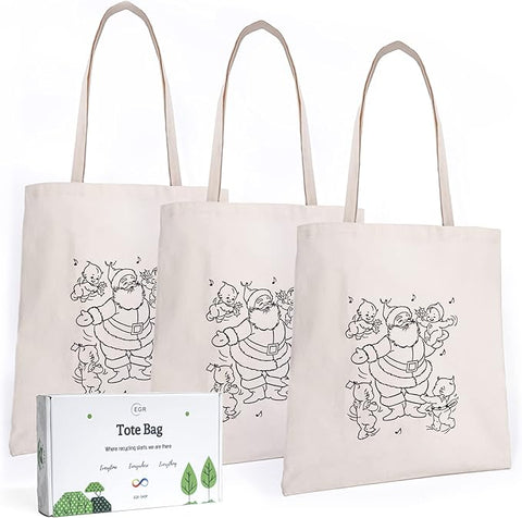 [EGR] 3 Pack Blank Canvas Tote Bags Bulk Shopping Bag
