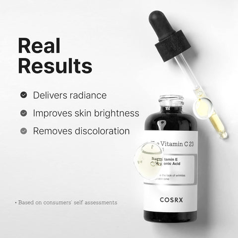 [COSRX] Pure Vitamin C 23% Serum with Vitamin E & Hyaluronic Acid, Brightening & Hydrating Facial Serum for Fine Lines, Uneven Skin Tone & Dull Skin, 0.7oz/20g, Korean Skin Care