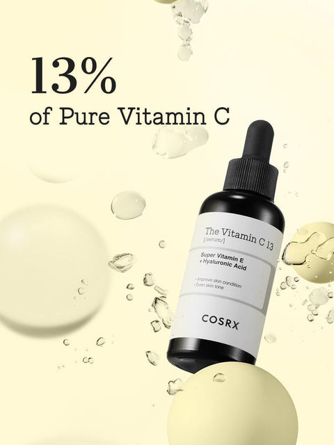 [COSRX] Pure Vitamin C 13% Serum with Vitamin E & Hyaluronic Acid, Hydrating Facial Serum for Fine Lines, Uneven Skin Tone & Dull Skin, 0.67fl.oz/20ml, Korean Skin Care